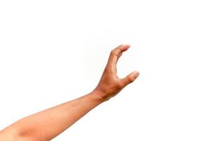 Hand in grasping gesture isolated on white background for graphic resources and design elements, gesture for size concept photo