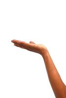Isolated arm and hand with palm open, ideal for showcasing a product or concept on a pristine white background photo