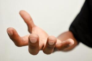 Hand reaching out, offering or asking for assistance, a human gesture of connection photo