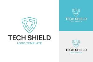 Technology shield for cybersecurity logo design template illustration vector