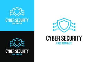 Shield with circuit for cybersecurity logo design template illustration vector