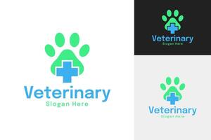 Cross and paw icon for veterinary logo design illustration vector