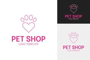 Love with paw icon for pet shop logo template illustration vector