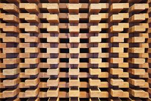Brick Wall with Geometric Pattern, Creating Texture and Dimensional Exterior Design Background. photo