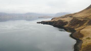 Aerial view of the coastal scenery in Iceland video