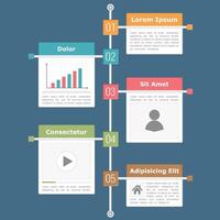 Vertical timeline infographics design template, 5 parts vector