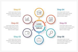 Circle infographics template with six elements, can be used as process diagram vector