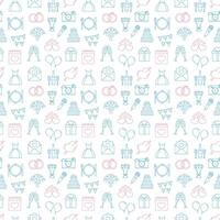 Wedding seamless pattern with colored line icons vector