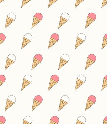 Seamless pattern with ice cream, pink and white color