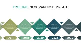 Horizontal timeline infographics template with five arrow with place for dates and text vector