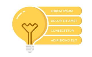 Yellow bulb with four elements for your text vector