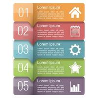 Infographics design template with five elements, text boxes with numbers vector