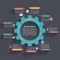 Circle infographics with gear on dark background vector
