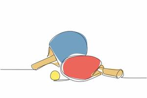Single one line drawing paddle ping pong racket with ball. Ready to sweat to stay healthy. Maintain a balanced lifestyle. Sports. World Table Tennis Day illustration. Continuous line design graphic vector