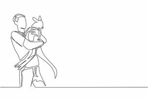Single continuous line drawing man hugging kangaroo. Cared for since they were small, it is time to release them into their natural habitat. Hug an Australian Day. One line design illustration vector