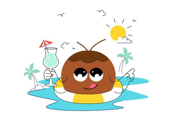 September 2nd World Coconut Day Illustration with Coconut Tree, Seaside View, and Leaves in Flat Design