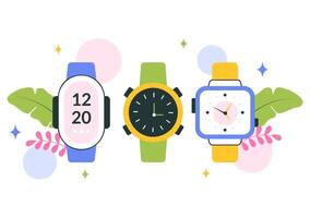 Collection of colorful smartwatches vector