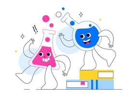 Scientific Experiment Illustration of a Lab Performing Hypothesis Testing in a Flat Cartoon Style vector