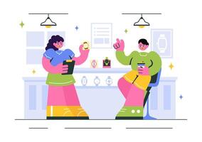 Two friends discussing watch designs vector