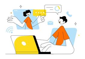 Balanced Work-Life Illustration for Remote Employees Embracing Flextime Benefits vector