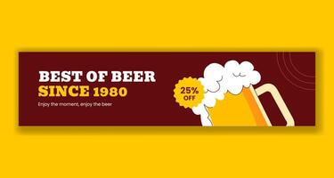 Flat Illustration of Beer Festival Social Media Twitter Ad with Mugs, Foam, and Celebration Vibes vector