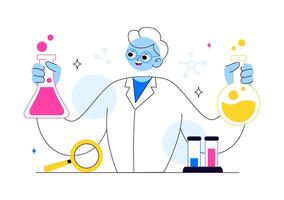 Chemistry Lab Experiment Illustration Featuring Scientific Tools and Hypothesis Analysis vector