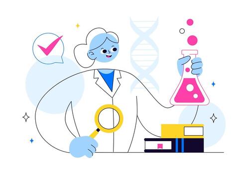ilustración de un Ciencias laboratorio pruebas hipótesis mediante experimentación y datos colección vector