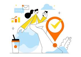 Work from Home Concept Illustration Featuring a Peaceful and Productive Workspace vector