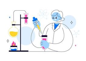 Flat Cartoon Design of a Research Laboratory Conducting Scientific Measurements vector