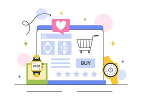 Shopping for smartwatches online illustration vector