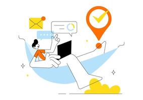 Illustration of a Modern Remote Office with Flextime and Minimalist Design vector