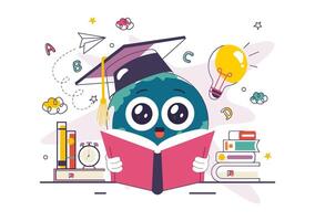 Reading and Learning Concept for World Literacy Day in a Flat Cartoon Background vector