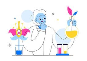 Illustration of Scientists Performing Laboratory Experiments to Prove a Hypothesis vector