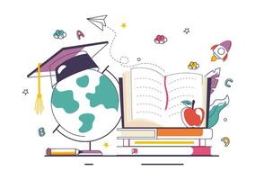 Concept of International Literacy Day with Open Books and Alphabet Letters vector