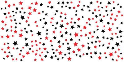 Red and Black Stars Pattern on White Background. vector