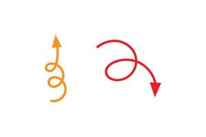 Hand drawn curly line doodle arrow design infographic element perfect for graphic design. vector