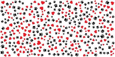 Cute Pet Themed Pattern of Paw Prints and Hearts. vector