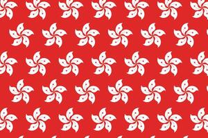 Hong Kong Flag with a Repeat Pattern of Bauhinia Blakeana Flowers. vector