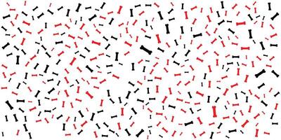 Abstract Pattern of Red and Black Dog Bones on White Background. vector