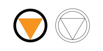 Geometric design of a circle and triangle, one filled with color, the other in outline. vector