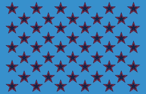 Patriotic Stars and Stripes geometric pattern, illustration for USA flag inspired design and decoration.