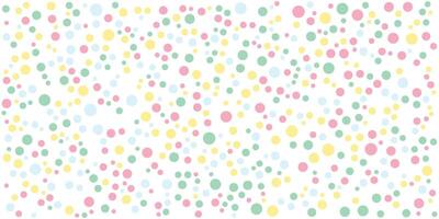 Circles Confetti Falling Pastel Colored Circles Pattern on White Background. vector