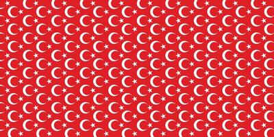 Turkish Moon and Star Abstract Pattern on Red Background. vector