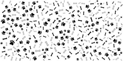 Cute Dog Paw Prints and Bones Pattern. vector