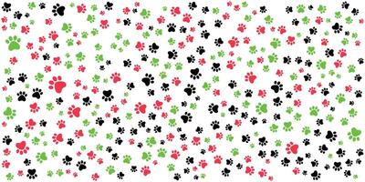 Abstract pet paw prints pattern of cat or dog paw prints on white background. vector