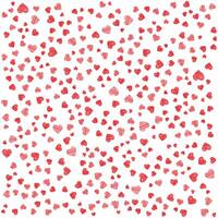 A festive and romantic red and white hearts pattern, hand drawn, scribbled style. vector