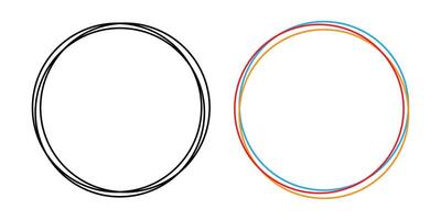 Circle black and color frames drawing for design elements. vector
