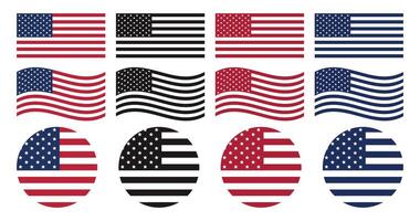 Diverse USA Flag Designs for Various Applications. vector