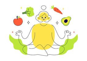 Nutritional Lifestyle Illustration with Wholesome Meals and Eco-Friendly Choices in Flat Design vector