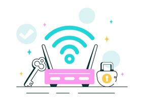 Online Safety and Encrypted WiFi Access Illustration in Flat Design vector